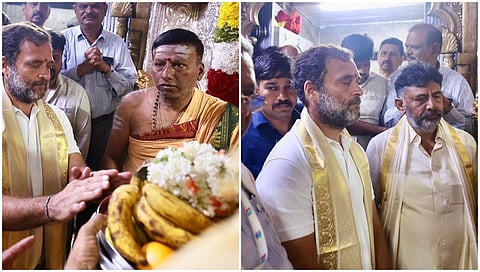 ದೇವಸ್ಥಾನದಲ್ಲಿ ರಾಹುಲ್ ಗಾಂಧಿ