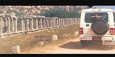 ಹಂಪಿಯಲ್ಲಿ ನಿರ್ಬಂಧಿತ ಪ್ರದೇಶದಲ್ಲಿ ಬೃಹತ್ ವಾಹನಗಳ ಸಂಚಾರ