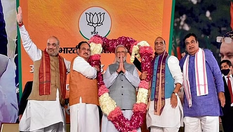 ಪಂಚರಾಜ್ಯಗಳ ಚುನಾವಣೆ ಫಲಿತಾಂಶ ನಂತರ ದೆಹಲಿಯ ಕೇಂದ್ರ ಕಚೇರಿಯಲ್ಲಿ ಸಂಭ್ರಮಾಚರಣೆ