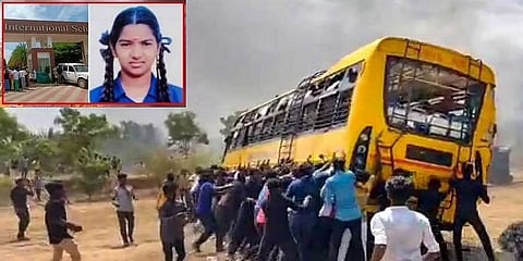 ಕಲ್ಲಕುರಿಚಿಯಲ್ಲಿ ವಿದ್ಯಾರ್ಥಿನಿ ಸಾವು ಹಾಗೂ ನಂತರ ನಡೆದ ಪ್ರತಿಭಟನೆಯಲ್ಲಿ ಶಾಲಾ ಬಸ್ಸು ಧ್ವಂಸ