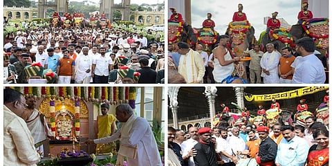 ಮೈಸೂರು ಅರಮನೆ ಮುಂಭಾಗ ಗಜಪಡೆಗಳಿಗೆ ಅದ್ದೂರಿ ಸ್ವಾಗತ