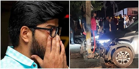 ನಟ ನಾಗಭೂಷಣ್ ಮತ್ತು ಅಪಘಾತಕ್ಕೀಡಾದ ಕಾರು(ಸಂಗ್ರಹ ಚಿತ್ರಗಳು)