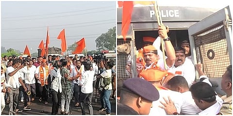 ಗಡಿಯೊಳಗೆ ನುಗ್ಗಲು ಯತ್ನಿಸಿದ ಶಿವಸೇನೆ ಕಾರ್ಯಕರ್ತರನ್ನು ವಶಕ್ಕೆ ತೆಗೆದುಕೊಂಡ ಪೊಲೀಸರು