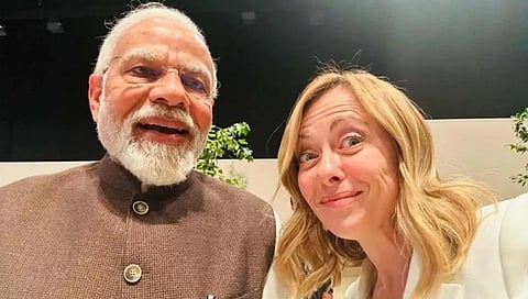 ಇಟಲಿ ಪ್ರಧಾನಿ ಜಾರ್ಜಿಯಾ ಮೆಲೋನಿ ಜೊತೆ ಪ್ರಧಾನಿ ಮೋದಿ.