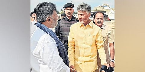 ಡಿಕೆ ಶಿವಕುಮಾರ್ ಮತ್ತು ಟಿಡಿಪಿ ಮುಖ್ಯಸ್ಥ ಚಂದ್ರಬಾಬು ನಾಯ್ಡು