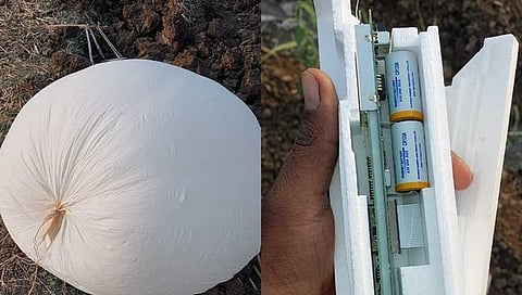 ಆಗಸದಲ್ಲಿ ಹಾರಿ ಬಂದಿರುವ ಬಲೂನ್.