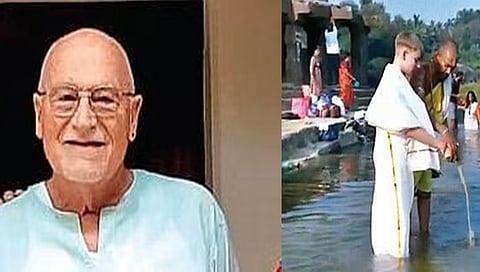 ಚಿತಾಭಸ್ಮವನ್ನು ಹಂಪಿಯ ತುಂಗಭದ್ರಾದಲ್ಲಿ ವಿಸರ್ಜನೆ ಮಾಡುತ್ತಿರುವುದು.