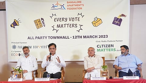 ಬೆಂಗಳೂರು ಅಪಾರ್ಟ್ಮೆಂಟ್ ಫೆಡರೇಷನ್ ಆಯೋಜಿಸಿದ್ದ 'Every Vote Matters' ಕಾರ್ಯಕ್ರಮದಲ್ಲಿ ಸಚಿವ ಅಶ್ವತ್ಥ್ ನಾರಾಯಣ್.