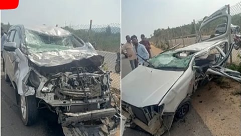 ಅಪಘಾತದಲ್ಲಿ ನಜ್ಜುಗುಜ್ಜಾಗಿರುವ ಕಾರುಗಳು