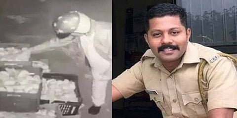 ಅಂಗಡಿ ಮುಂದೆ ಇರಿಸಿದ್ದ ಮಾವಿನಹಣ್ಣಿನ ಬಾಕ್ಸ್ ಕದ್ದೊಯ್ದಿದ್ದ ಪೊಲೀಸ್ ಅಧಿಕಾರಿ