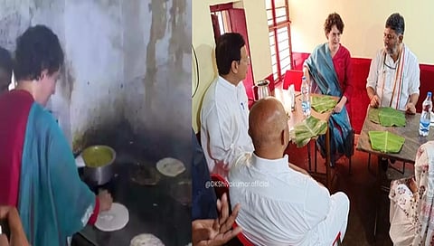 ದೋಸೆ ಸಿದ್ಧಪಡಿಸುತ್ತಿರುವ ಪ್ರಿಯಾಂಕಾ ಗಾಂಧಿ ವಾದ್ರಾ.