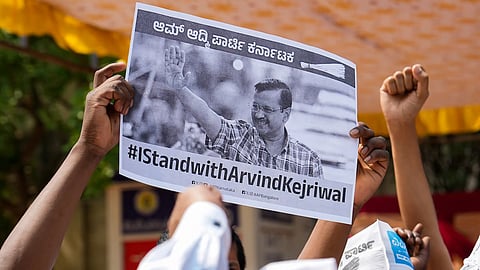 ಅರವಿಂದ್ ಕೇಜ್ರಿವಾಲ್ ಪರ ಪ್ರತಿಭಟನೆ