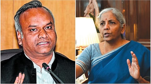 ಸಚಿವ ಪ್ರಿಯಾಂಕ್ ಖರ್ಗೆ, ಕೇಂದ್ರ ಸಚಿವೆ ನಿರ್ಮಲಾ ಸೀತಾರಾಮನ್(ಸಂಗ್ರಹ ಚಿತ್ರ)