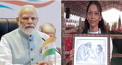 ಪ್ರಧಾನಿ ಮೋದಿ ಹಾಗೂ ಬಾಗಲಕೋಟೆ ಯುವತಿ.