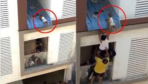 child accidentally fell from a balcony