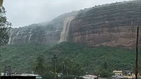 temporary waterfall Created at Sri Kalakaleshwar hill