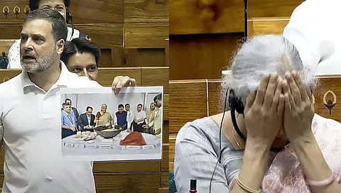 Rahul Gandhi participating in the debate in the Lok Sabha, Nirmala Sitaraman