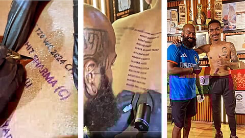 A fan of the Indian cricket team tattooed the names of the entire Indian team