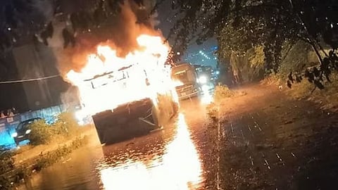 BMTC electric bus catches Fire in Bengaluru