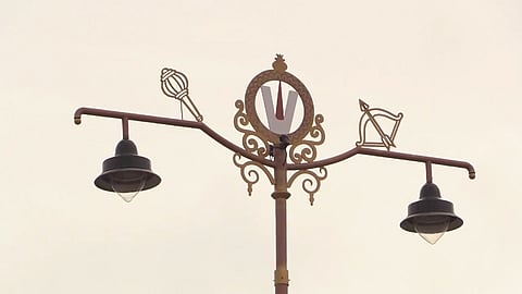 Lampposts With Hindu Symbols