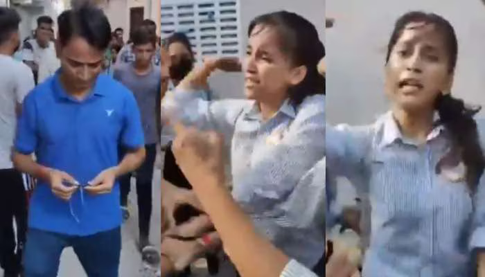 School girls slap beat up shopkeeper