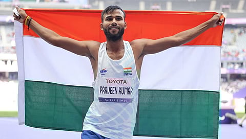 Praveen Kumar produced a season-best jump of 2.08m in a six-jumper field to finish on top of the podium