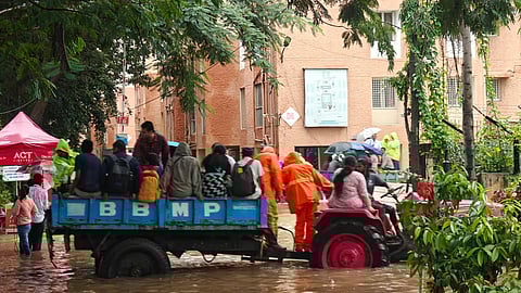 Following heavy rains over the last two days, Kendriya Vihar Apartments have once again been flooded.