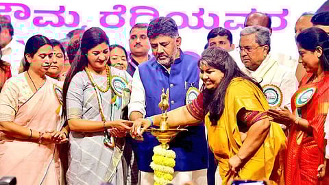 Sowmya Reddy sworn in as the president at Bharat Jodo Bhavan at KPCC office.