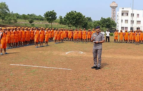 NDRF personnel being mobilised for pre deployment from Mundali headquarters in connection of Impending Cyclone Dana in Odisha