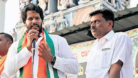 NDA candidate Nikhil Kumaraswamy campaigns in Channapatna on Sunday