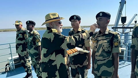 PM Modi celebrating Diwali with soldiers in Kutch.