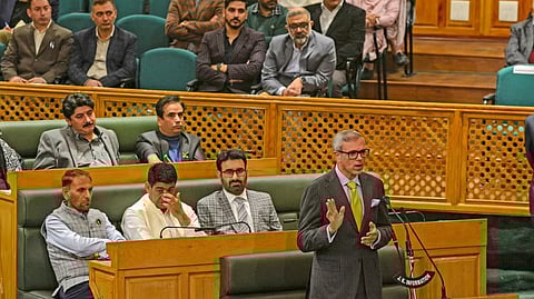Jammu and Kashmir Chief Minister Omar Abdullah speaks on the second day of the J & K Legislative Assembly session