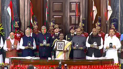 President Droupadi Murmu during 'Samvidhan Divas' function at Samvidhan Sadan, in New Delhi, Tuesday.