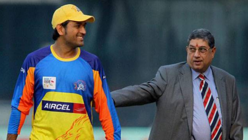 N Srinivasan and MS Dhoni