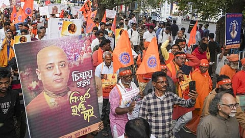 Protest against arrest of Chinmoy Krishna Das