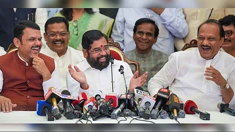 Mahayuti leaders in press conference 