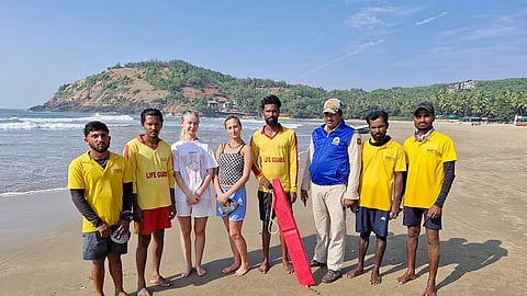 Two foreign women with rescue team