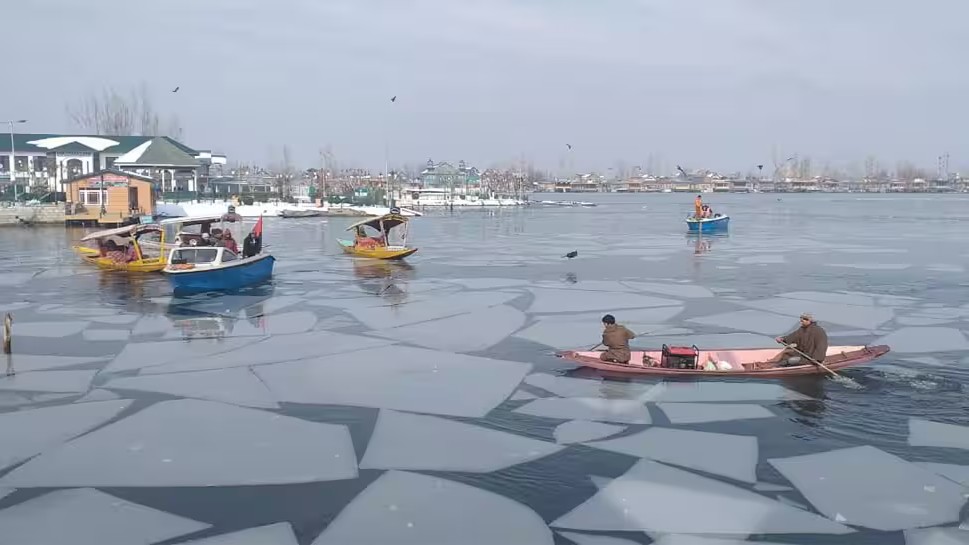 Dal Lake Freezes As Temperature Drops