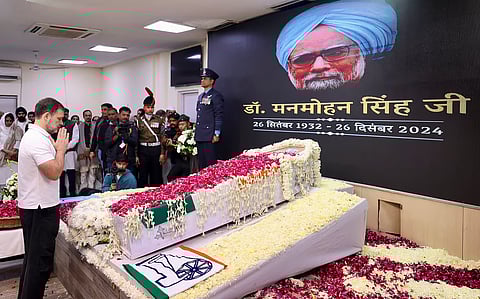 Rahul Gandhi pays last respects to former prime minister Manmohan Singh