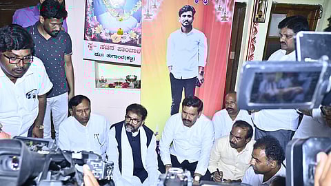 BJP State President B.Y. Vijayendra and others in Sachin House
