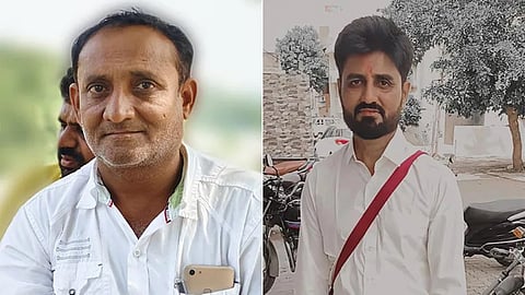 Hasmukh is on the run after the murder of his friend Sandeep Goswami (right)