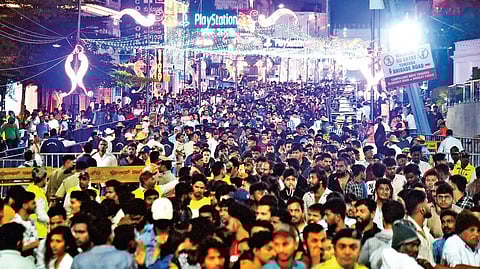 Illuminated and bedecked Brigade Road to ring in the New Year 2025 