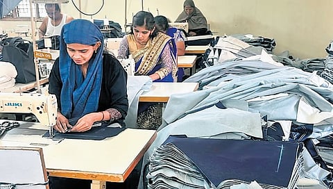 Workers at a jeans unit in Ballari 