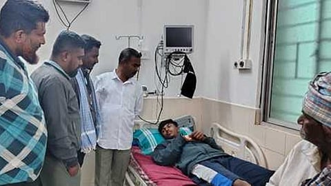 Deepu undergoing treatment at a government hospital in Gubbi town of Tumakuru district.