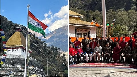 Tricolour hoisted on 73-foot mast 