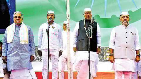 Congress Leaders celebrate Republic Day at the Congress party office in Bengaluru 