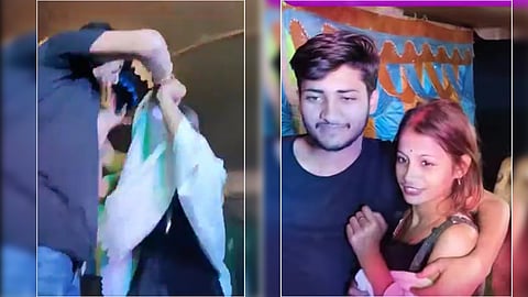 Bihar Youth Applies 'Sindoor' On Orchestra female Dancer's Forehead