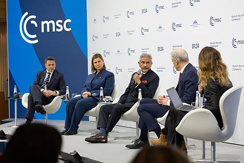 External Affairs Minister S Jaishankar during a panel discussion at the Munich Security Conference 2025 in Munich, Germany, on Saturday, Feb. 15, 2025.