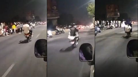 Bikers blocked Road for wheeling