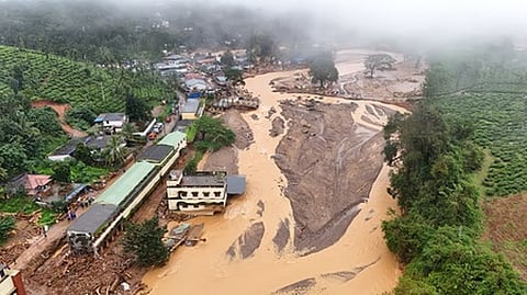 A view of the villages of Mundakkai and Chooralmala which was washed away by the landslide in July 2024